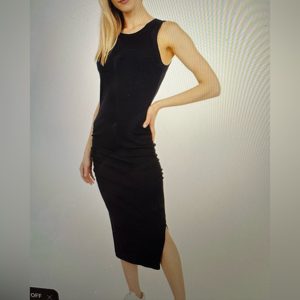 NWT Revolve Lanston Ruched Sleeveless Black Dress Size L